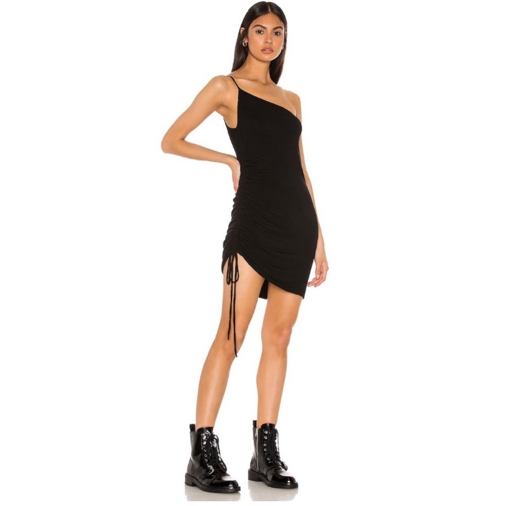 Michael Lauren Darren One Shoulder Dress Black Large NEW NWT